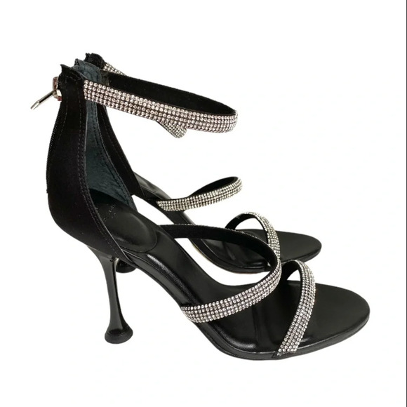 Marc Fisher LTD Carita Heeled Sandal Black with Rhinestone 7.5 - Picture 4 of 11